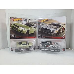Hot Wheels 2024‎ 1:43 Scale Premium Nissan Skyline BNR34 & Mercedes Benz AMG GT3